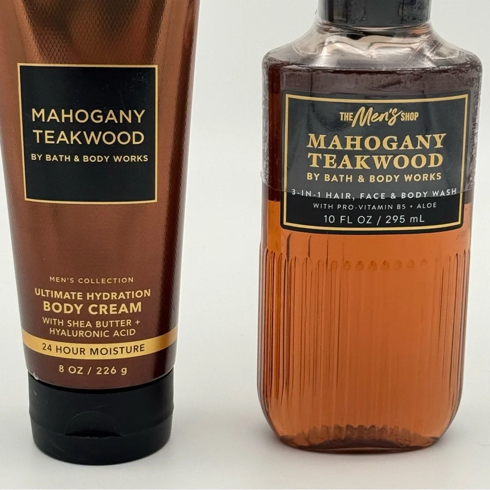 Bath & Body Works Men’s Mahogany Teakwood Body Cream and Body Wash Set NWT